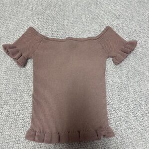 Active USA Taupe Ribbed Knit Top